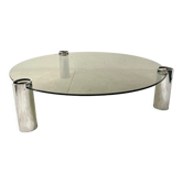 Table basse chrome et verre 1970