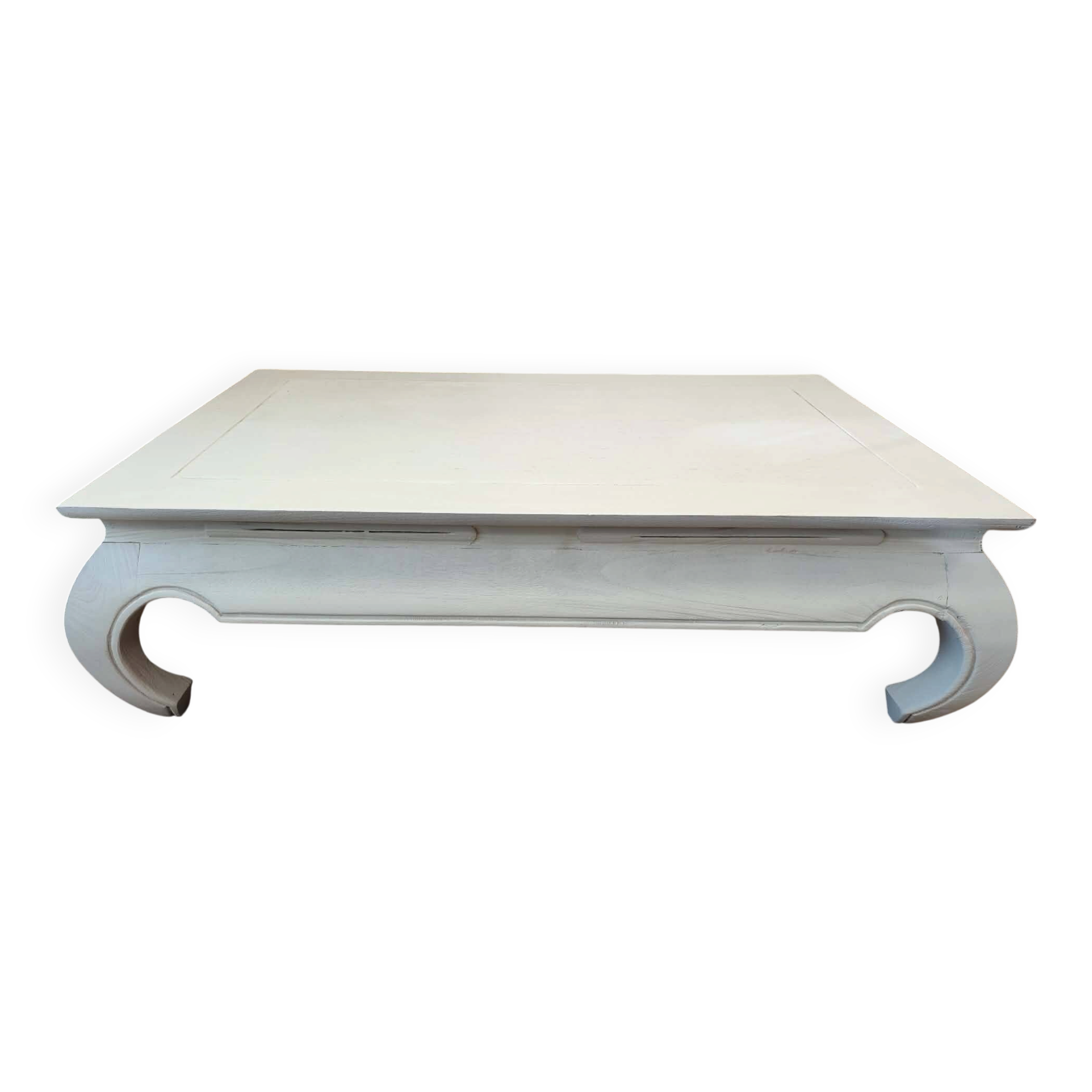 Table basse en bois exotique avec son verre securit de protection