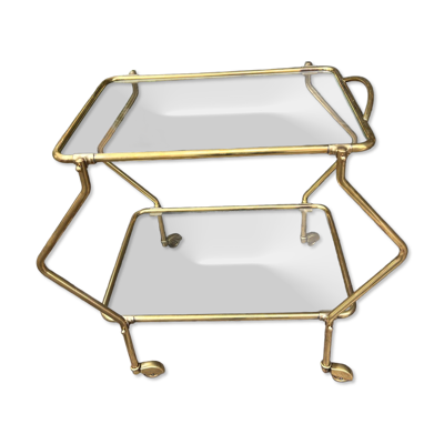 Chariot bar à roulettes en laiton, design italien, années 60
