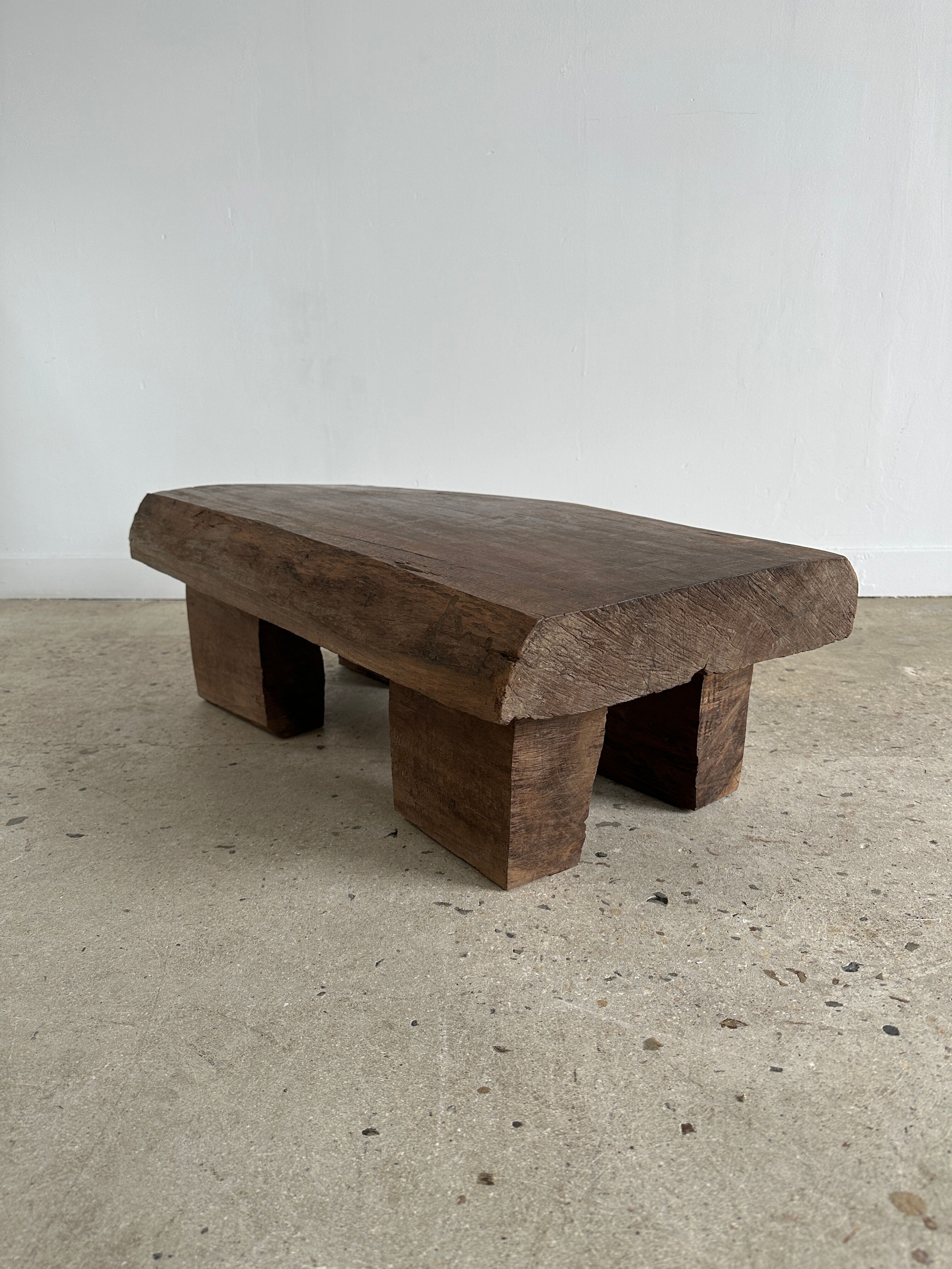 Asian solid wood quadripod brutalist coffee table H30 L81 l42