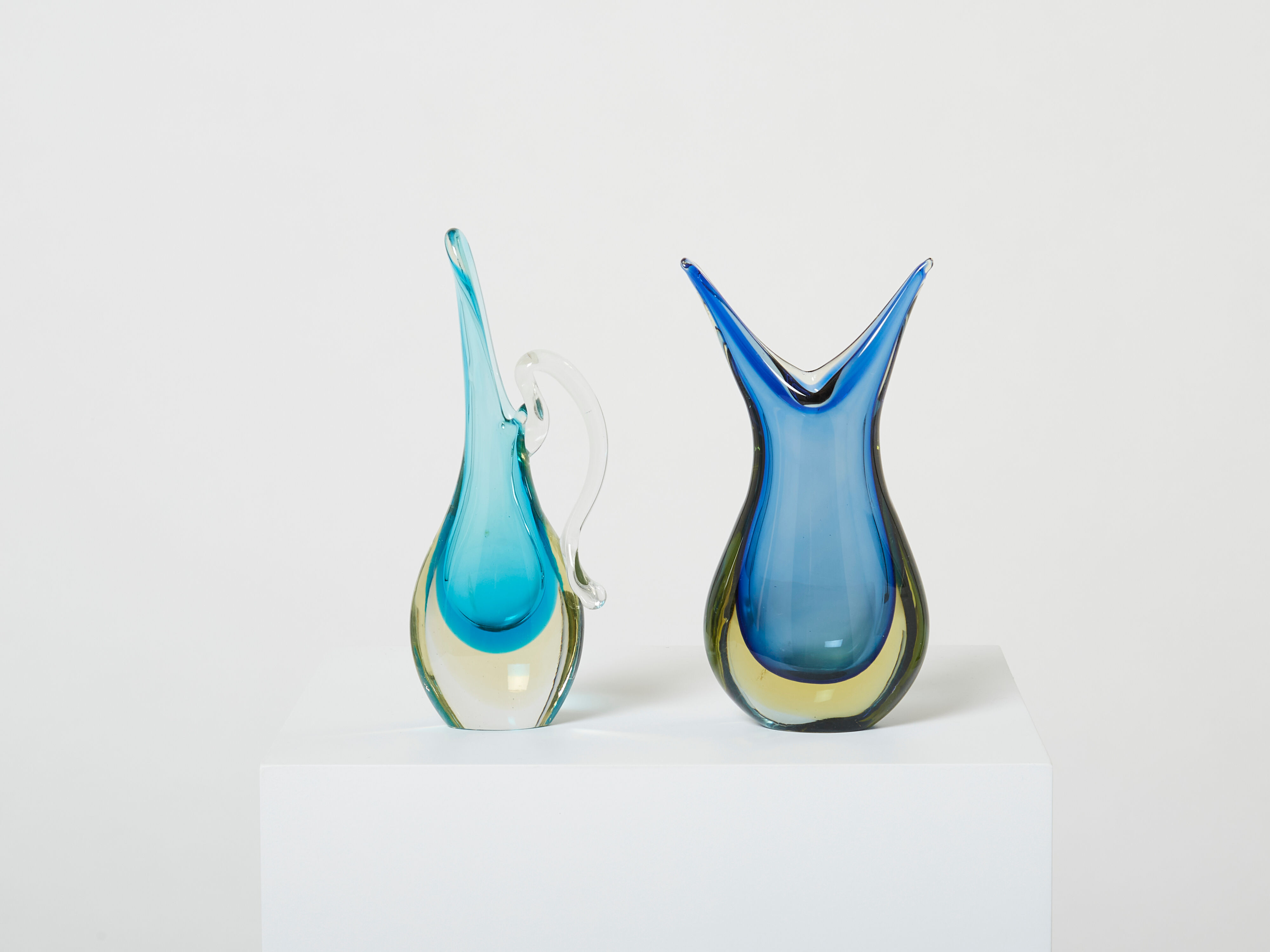 Set de deux vases Sommerso verre de Murano 1970
