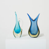 Set of two vases Sommerso glass of Murano 1970