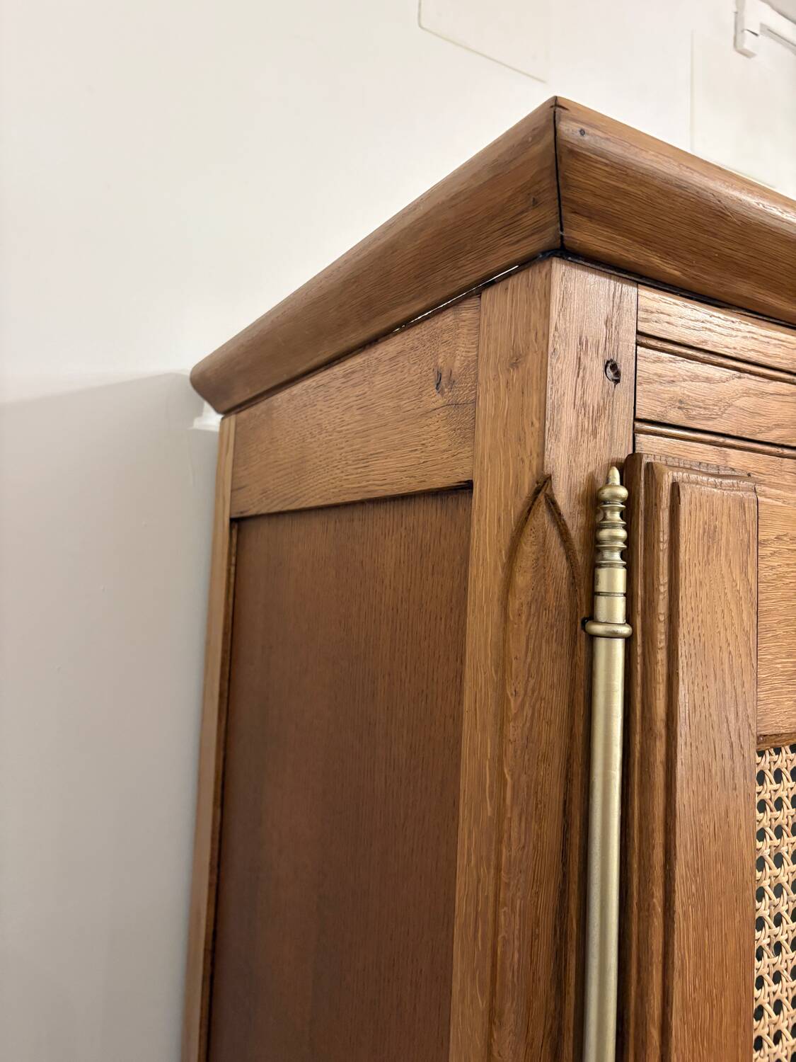 Oak wardrobe with caning