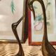 Duo of golden brass swans