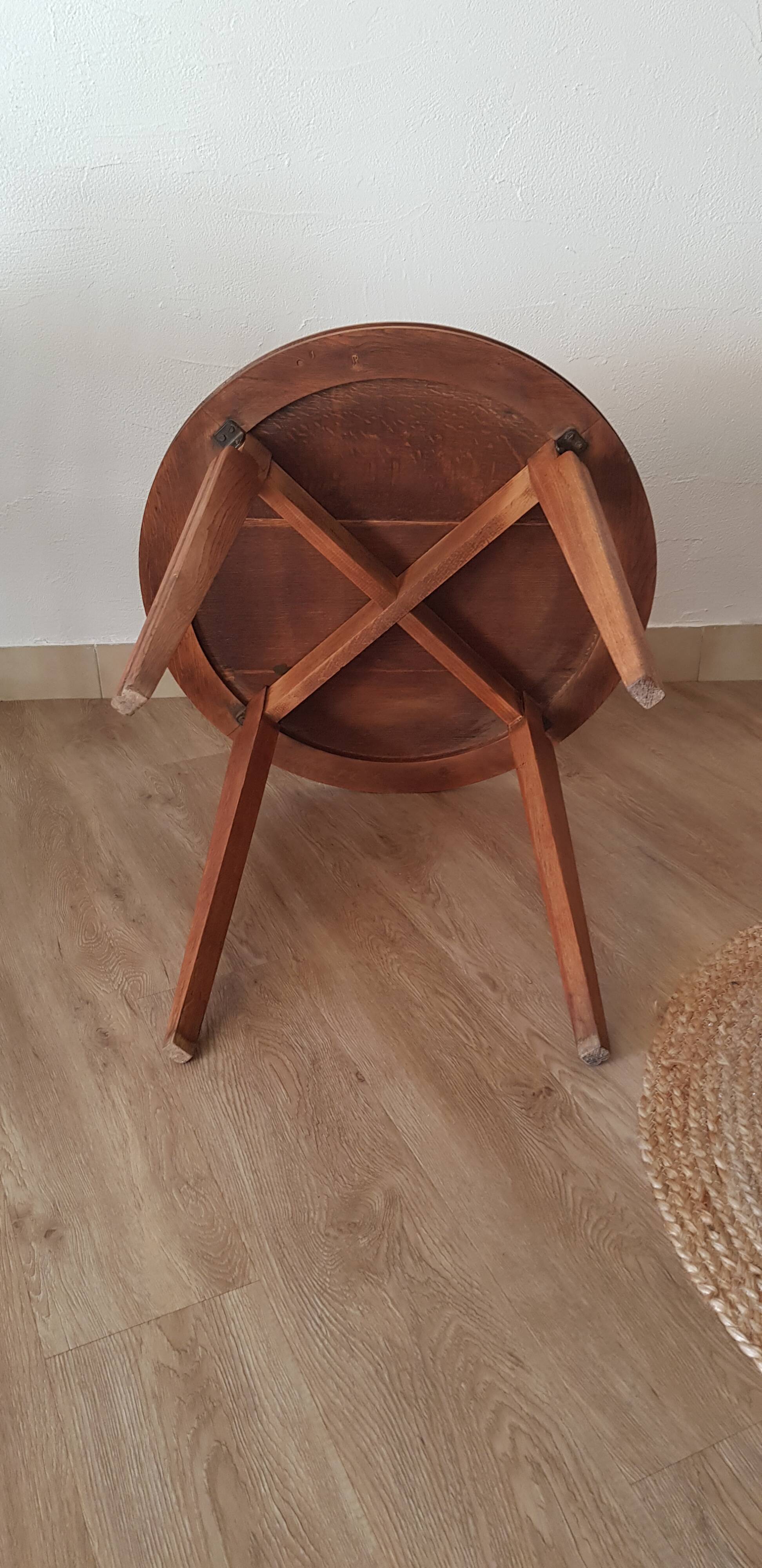 Vintage round wooden serving trolley