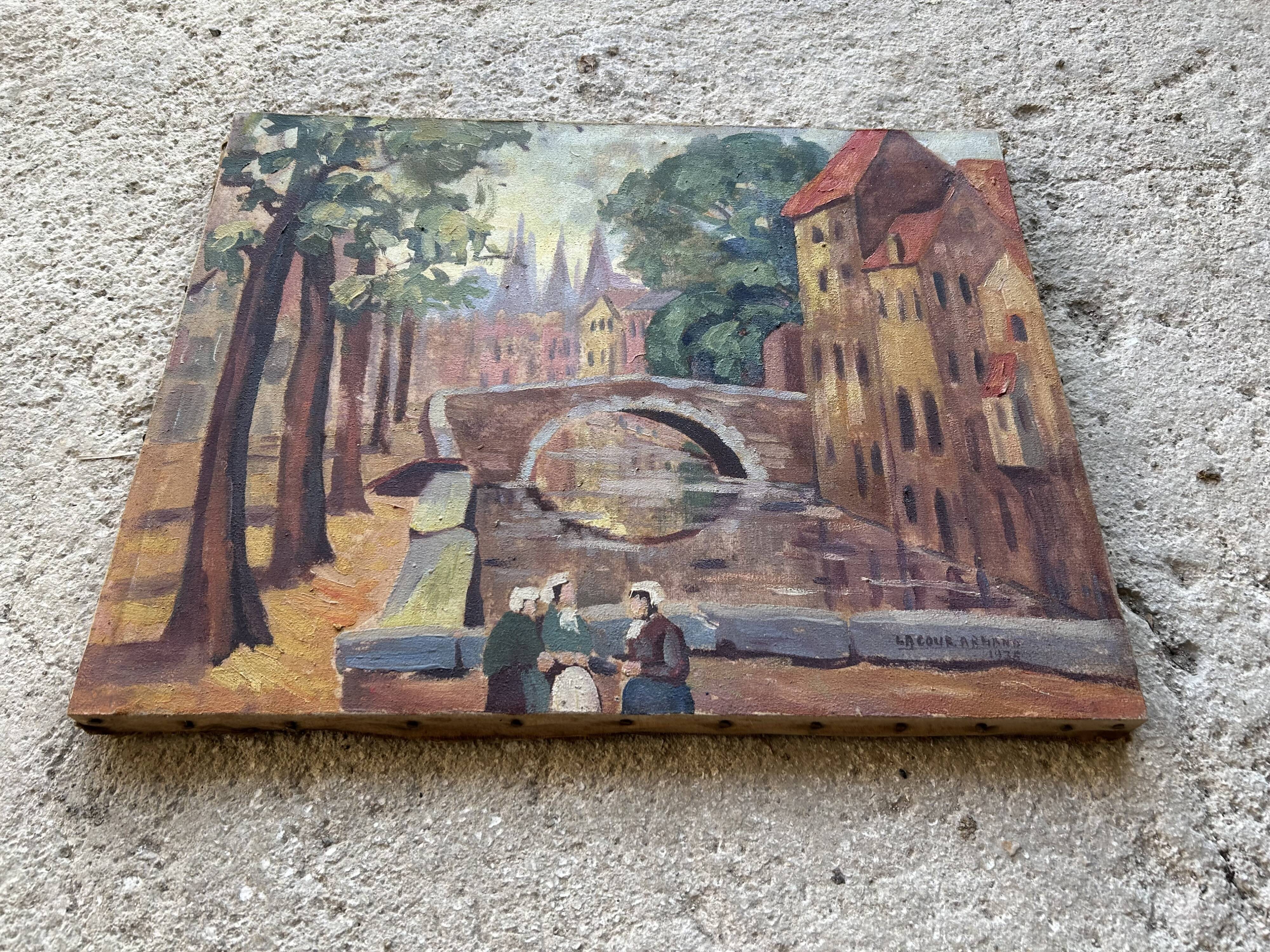 Antique painting signed Armand Lacour, 1935