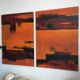 Dário Bosa abstract diptych (orange/red) signed / canvas Brasilian art