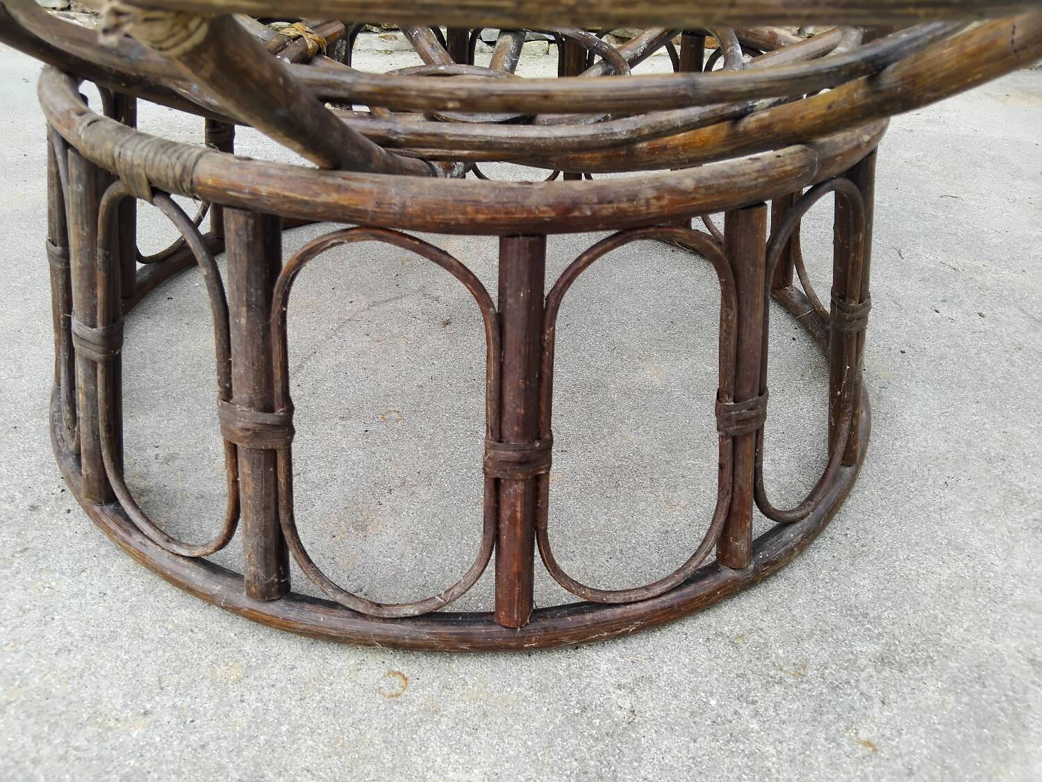 Set of 3 Vintage Rattan Half-Spherical Armchairs