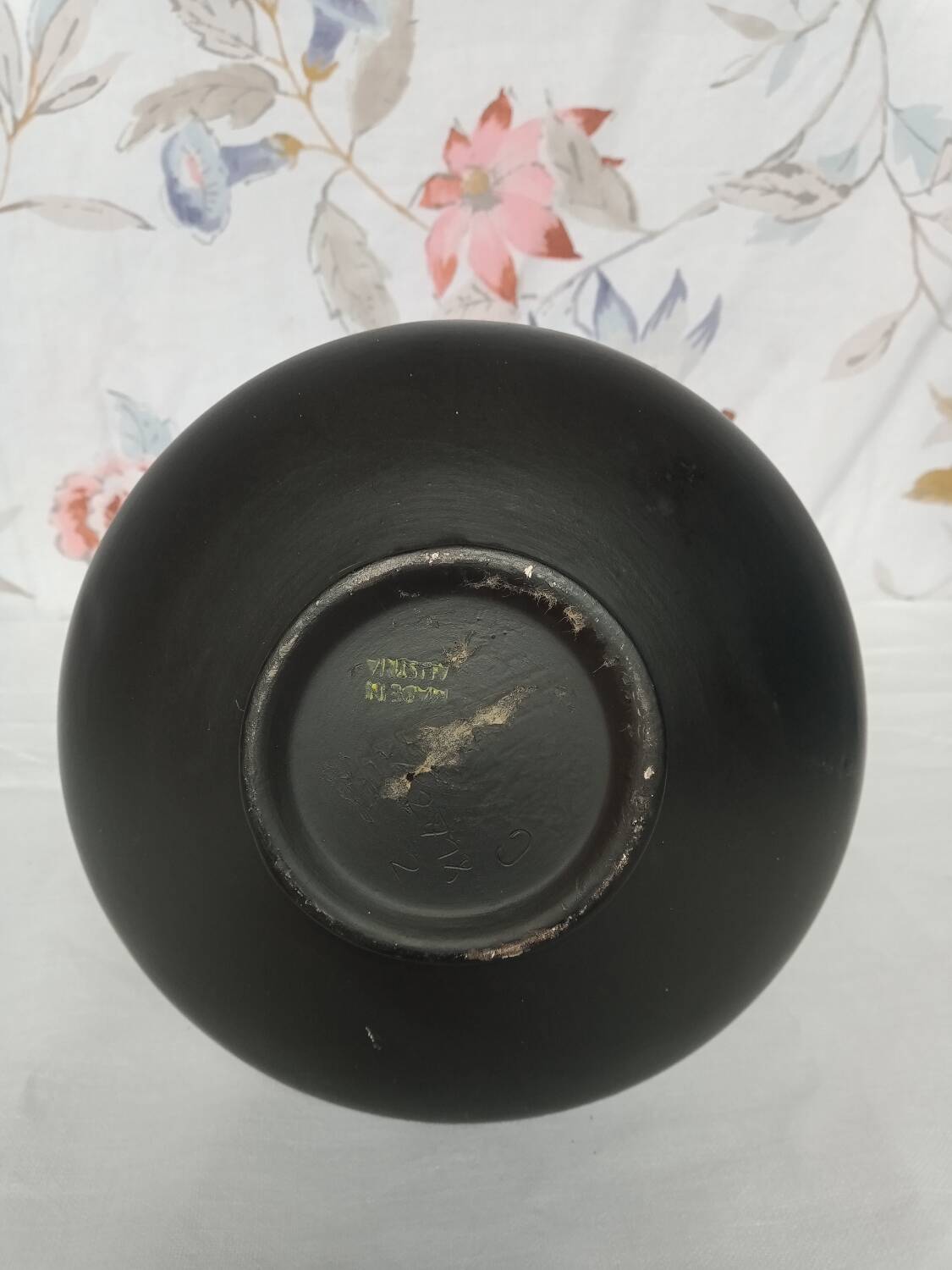 Black ceramic handle vase