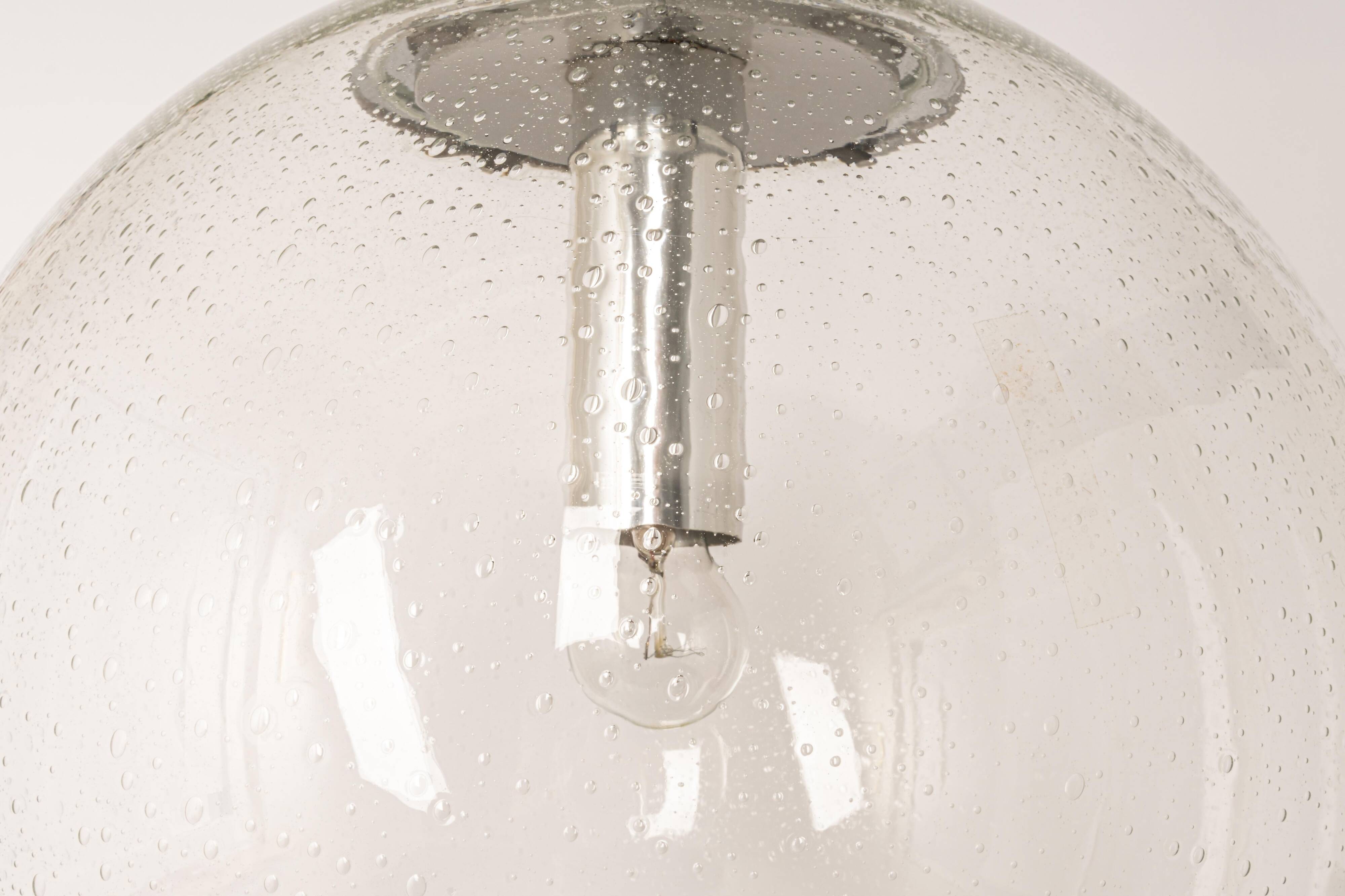 clear glass ball pendant chrome Limburg, Germany, 1970s