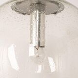 clear glass ball pendant chrome Limburg, Germany, 1970s