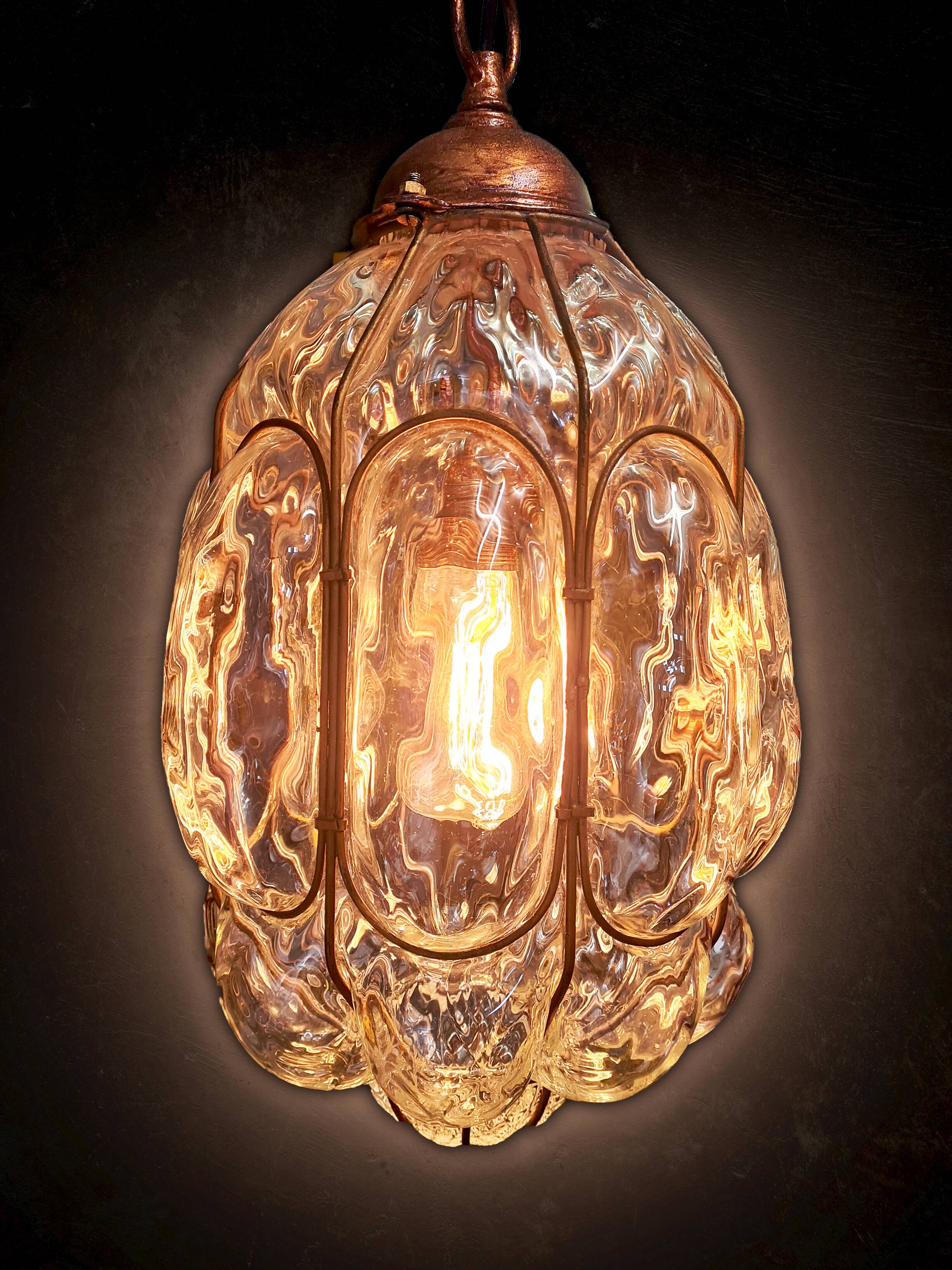 Murano glass hand-blown pendant light, mid-20th century