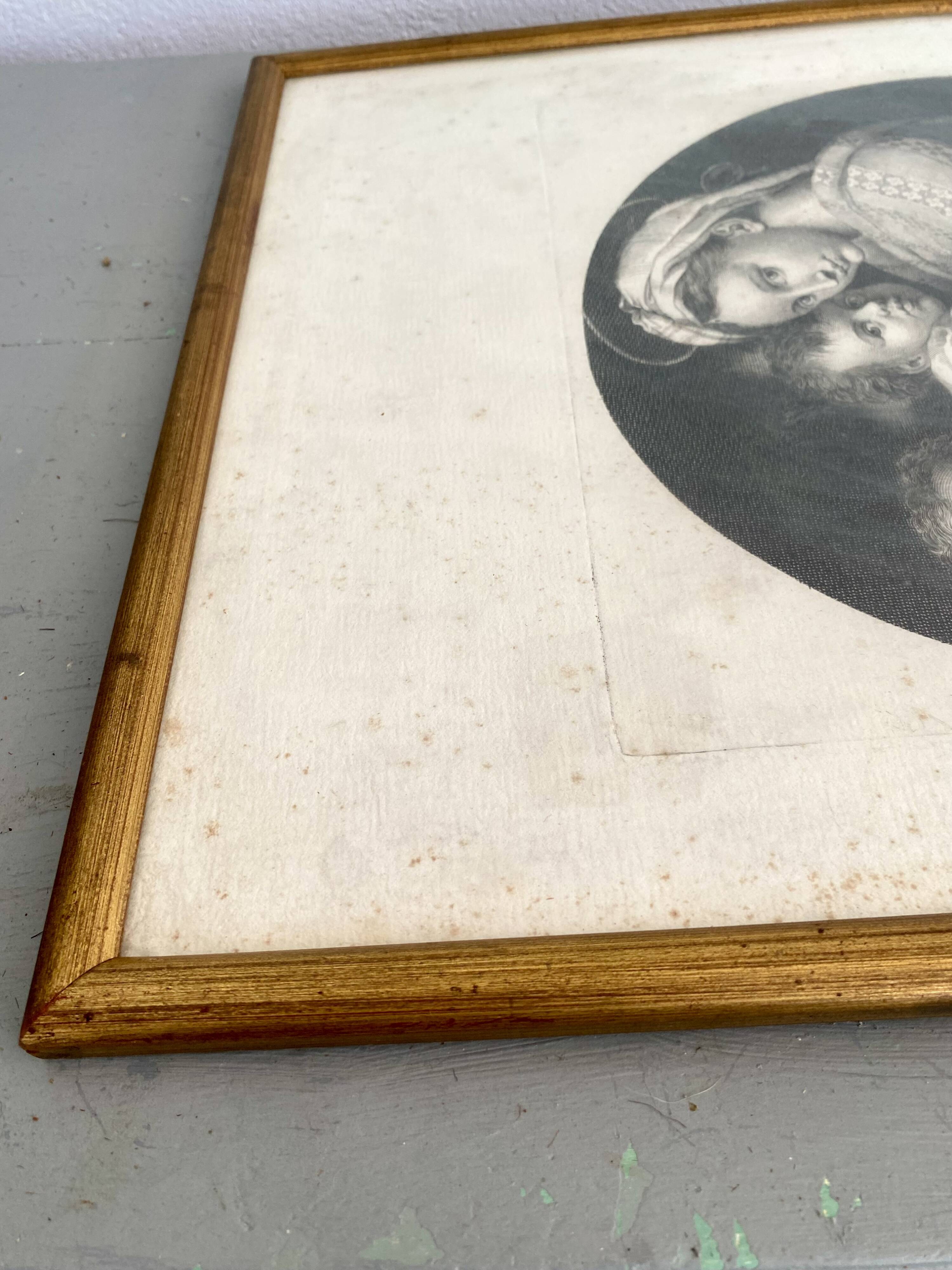 Gravure 18e d’après Raphaël, cadre bois vitré