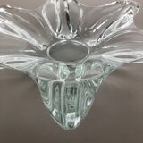 Large French Floral Crystal Glass Shell Bowl by Art Vannes, France, 1970s