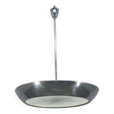 Bauhaus UFO Chandelier by Drupol, Chrome Glass Pendant, 1940s