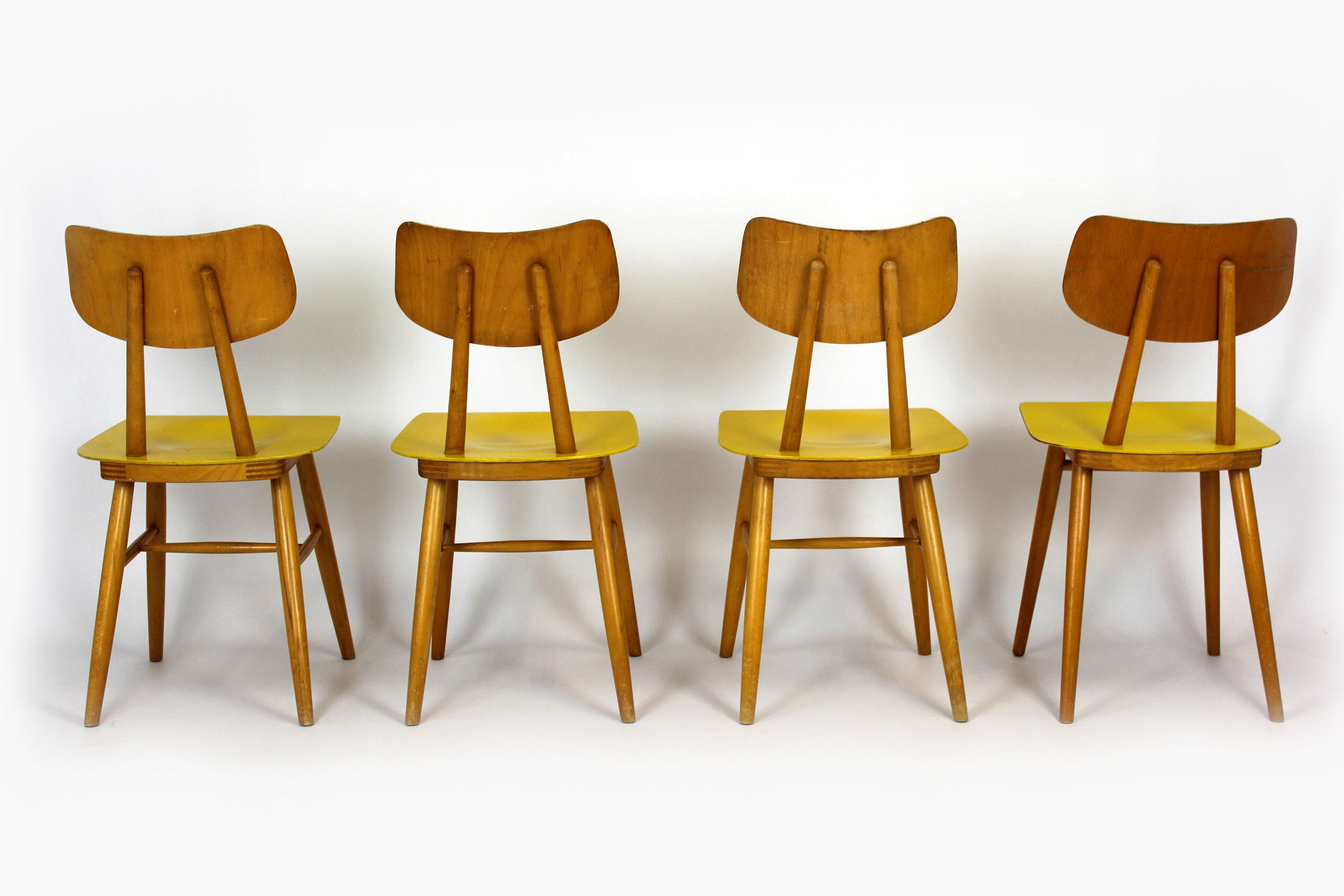 Set of 4 vintage wooden dining chairs from Ton 1960s