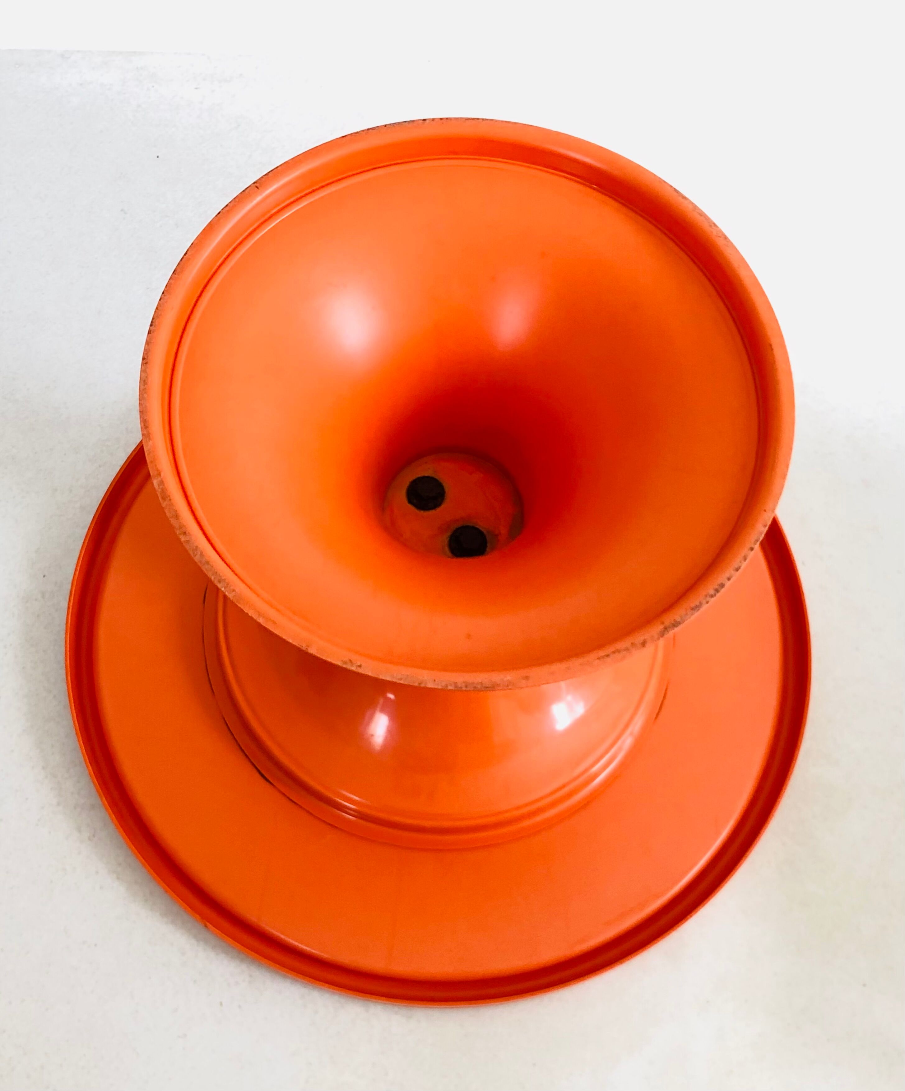 Orange round coffee table, Italy 60s