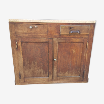Double-sided oak counter, crate