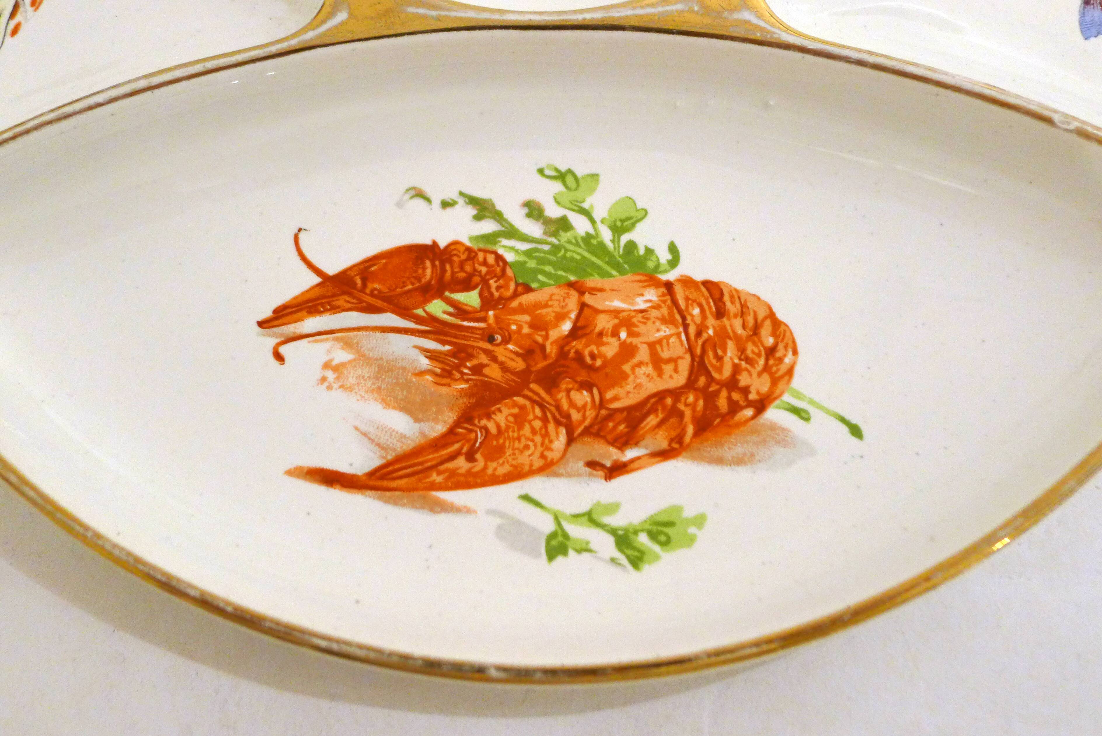 Appetizer plate, seaside design, Gien earthenware, 1960