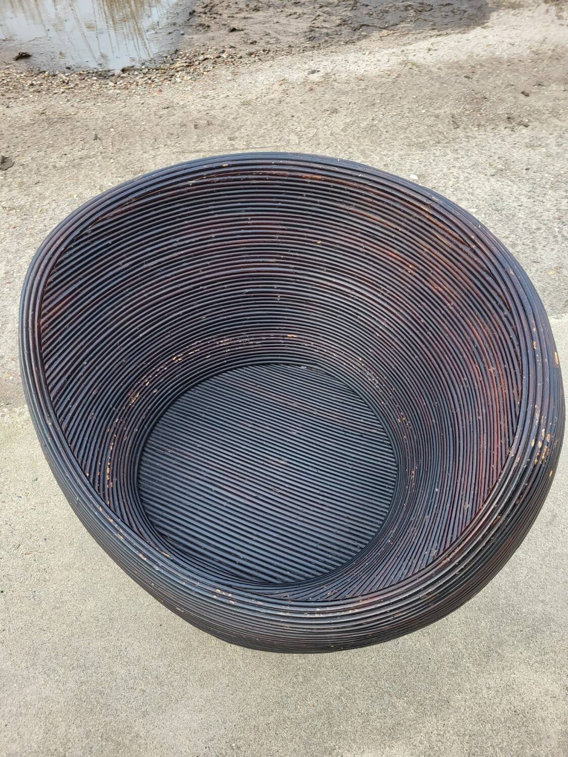 Vintage MCM pencil reed egg pod chair - rattan bamboo