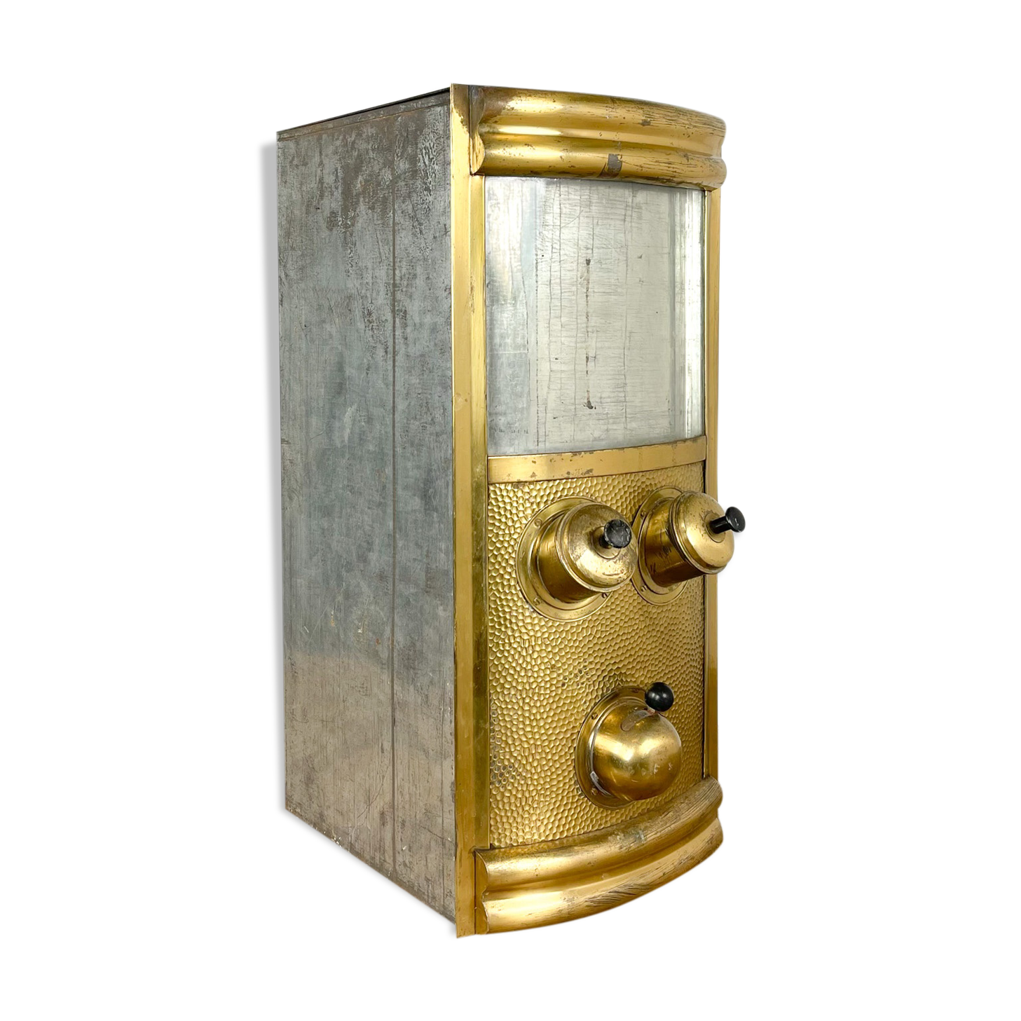 Vintage brass coffee bean dispenser store display