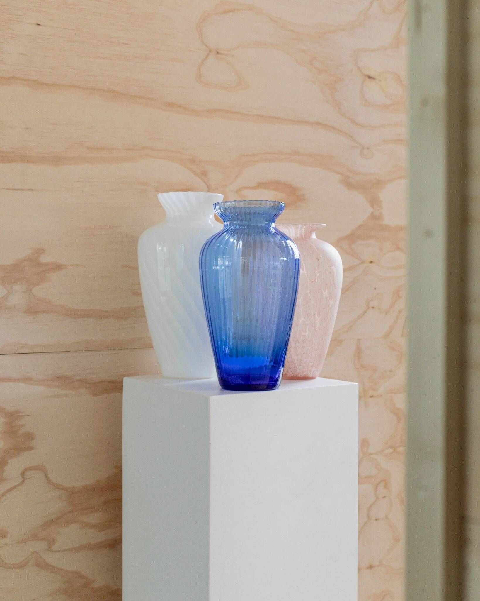 XL Murano Glass Vase in Blue, Italian Mid-Century Art Glass, 1970s