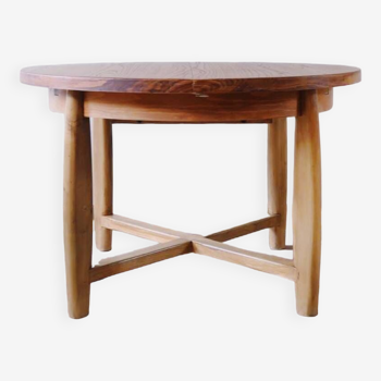 Brutalist extendable solid oak round table