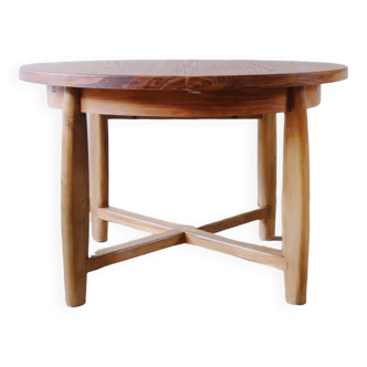 Brutalist extendable solid oak round table