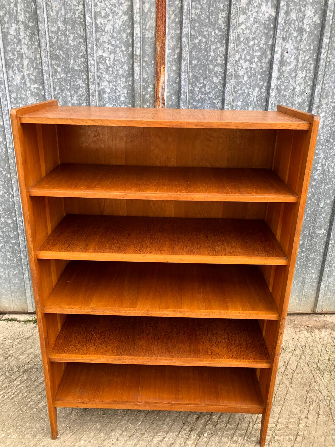 Vintage oak bookcase with compass base