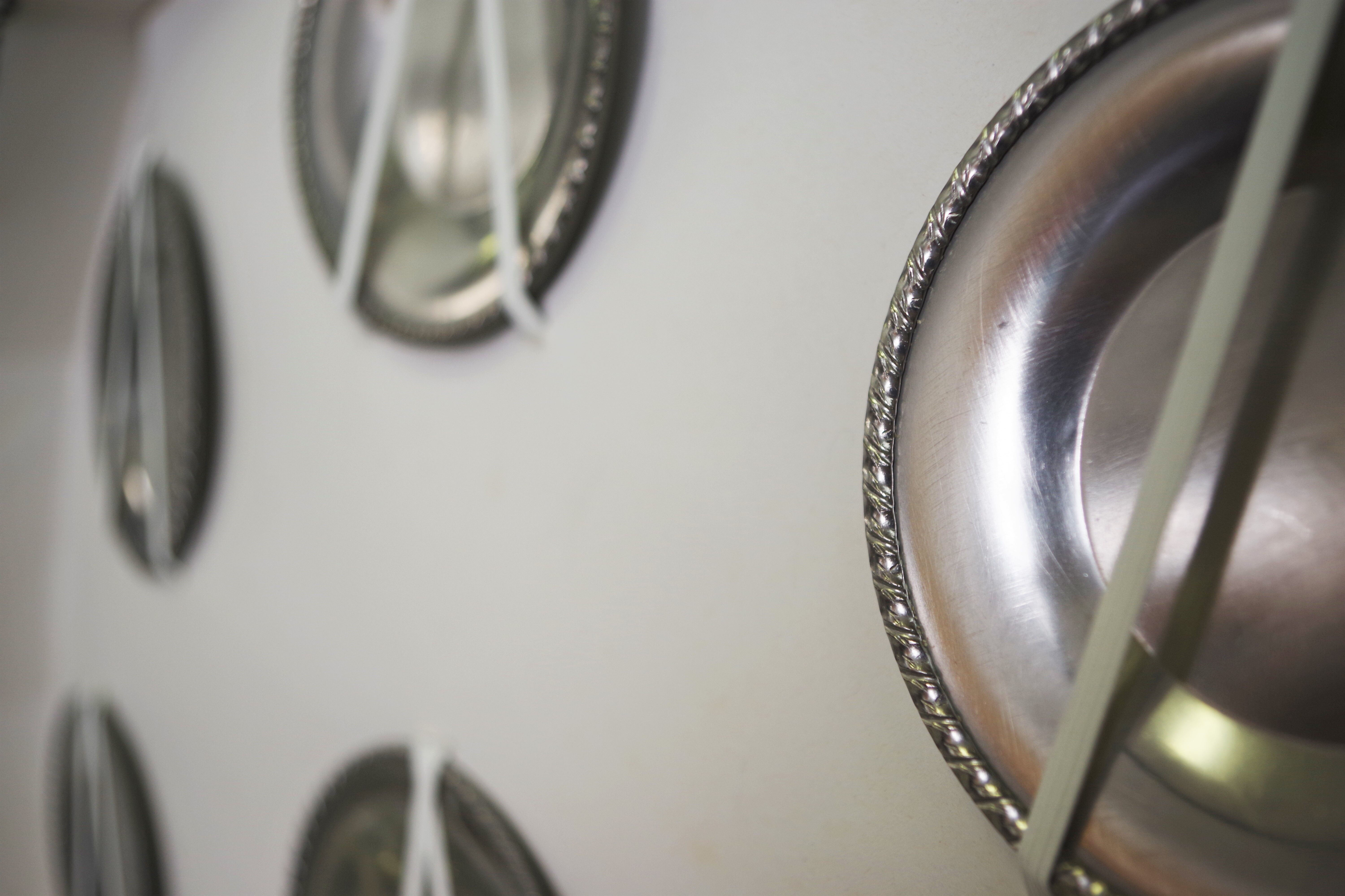 Silver and tin coffee set, 1970s, set of 25