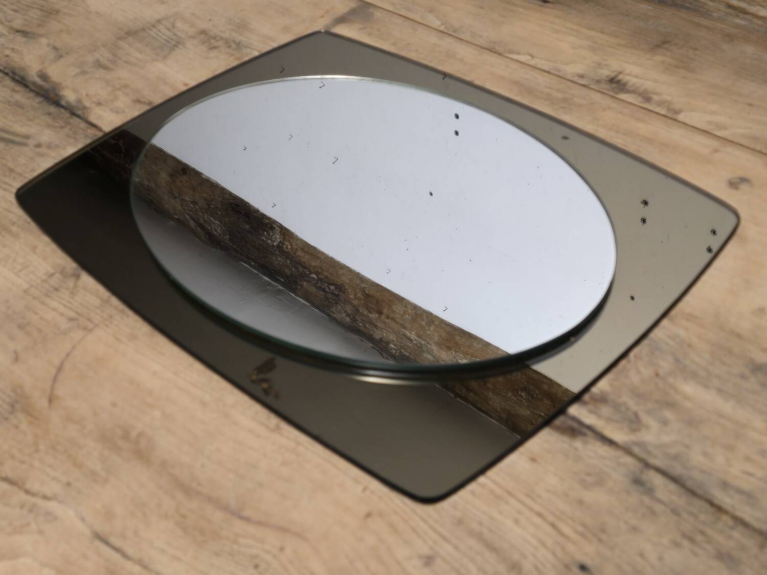 White glass and smoked glass mirror Italy