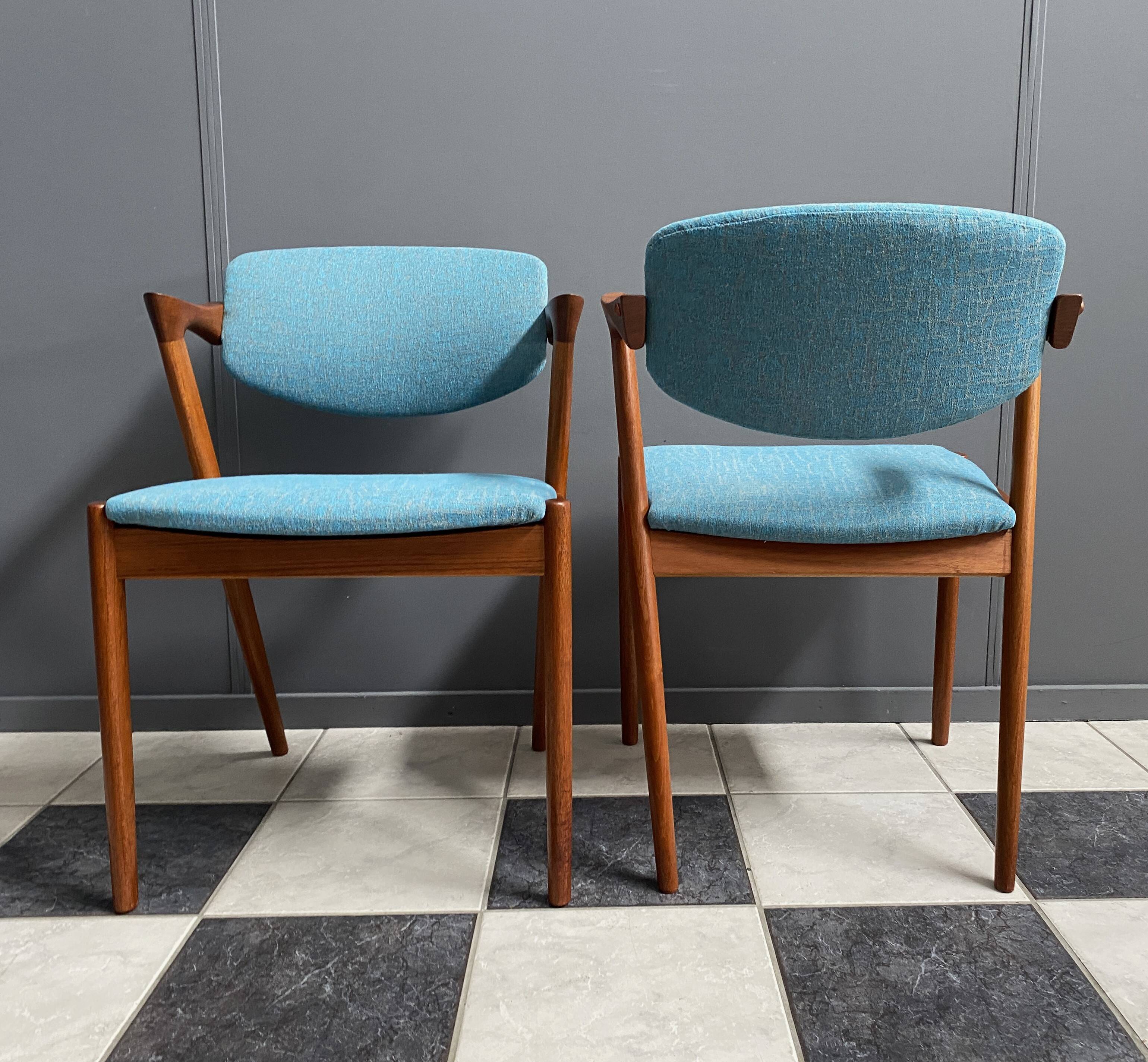 Set of 2 Kai Kristiansen Model 42 Teak Z-chairs for  Shou Andersen Denmark