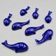 Set of 6 vintage blue porcelain whale knife rests.
