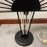 Architectural Black and White Murano Glass Rod Table Lamps Set of 2