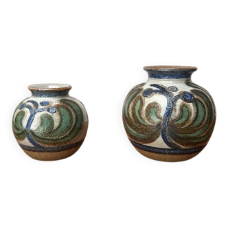 Cactus series round vases in ceramic from the mid-century modern Danish studio Søholm, 1960s, set of 2.