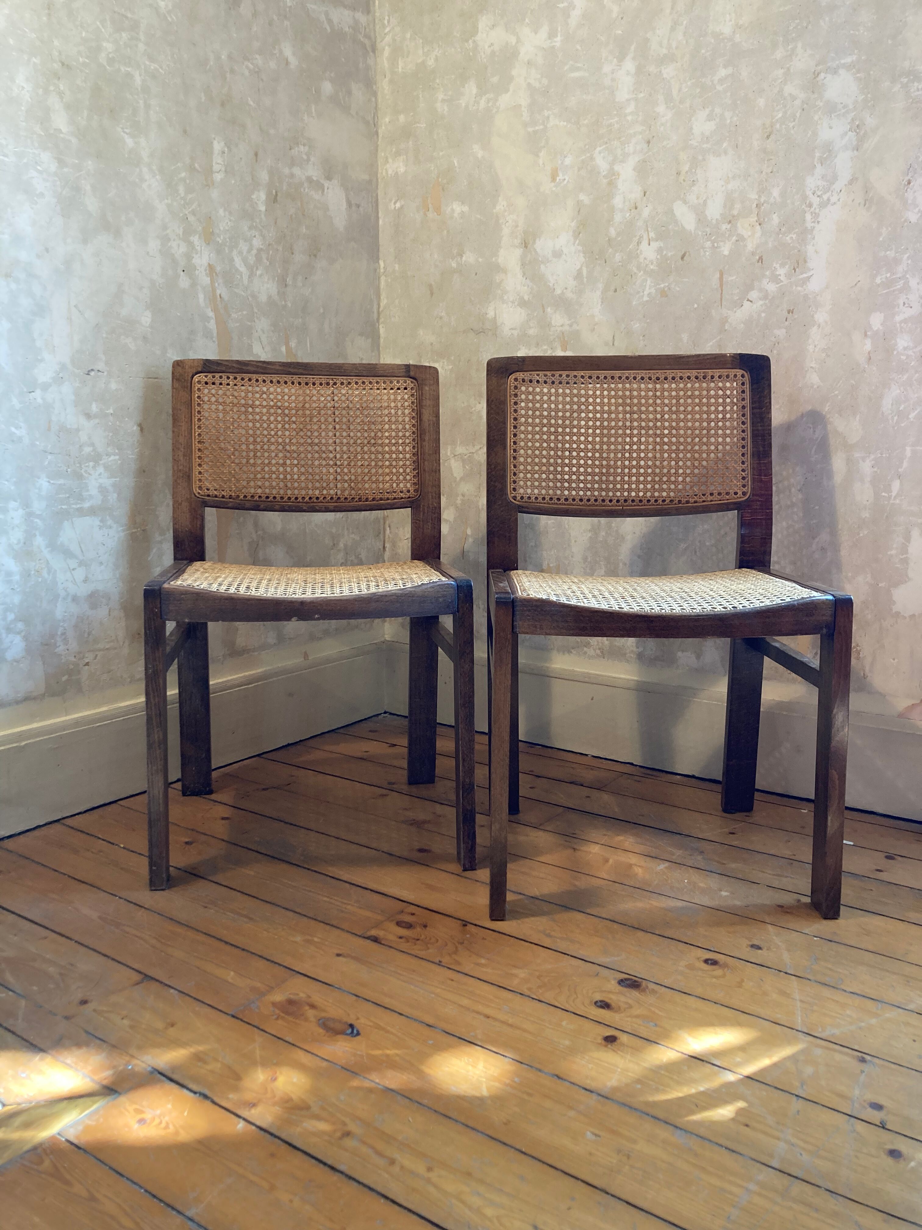 Pair of Baumann chairs canned