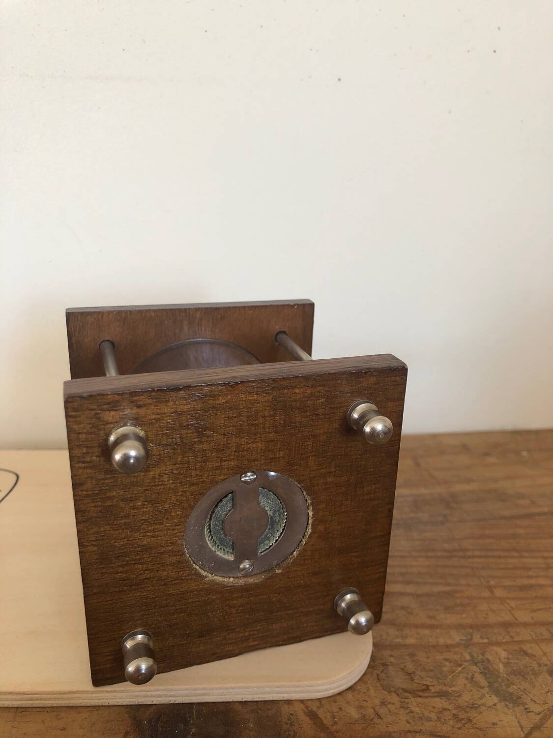 Small old manual pepper or spice mill