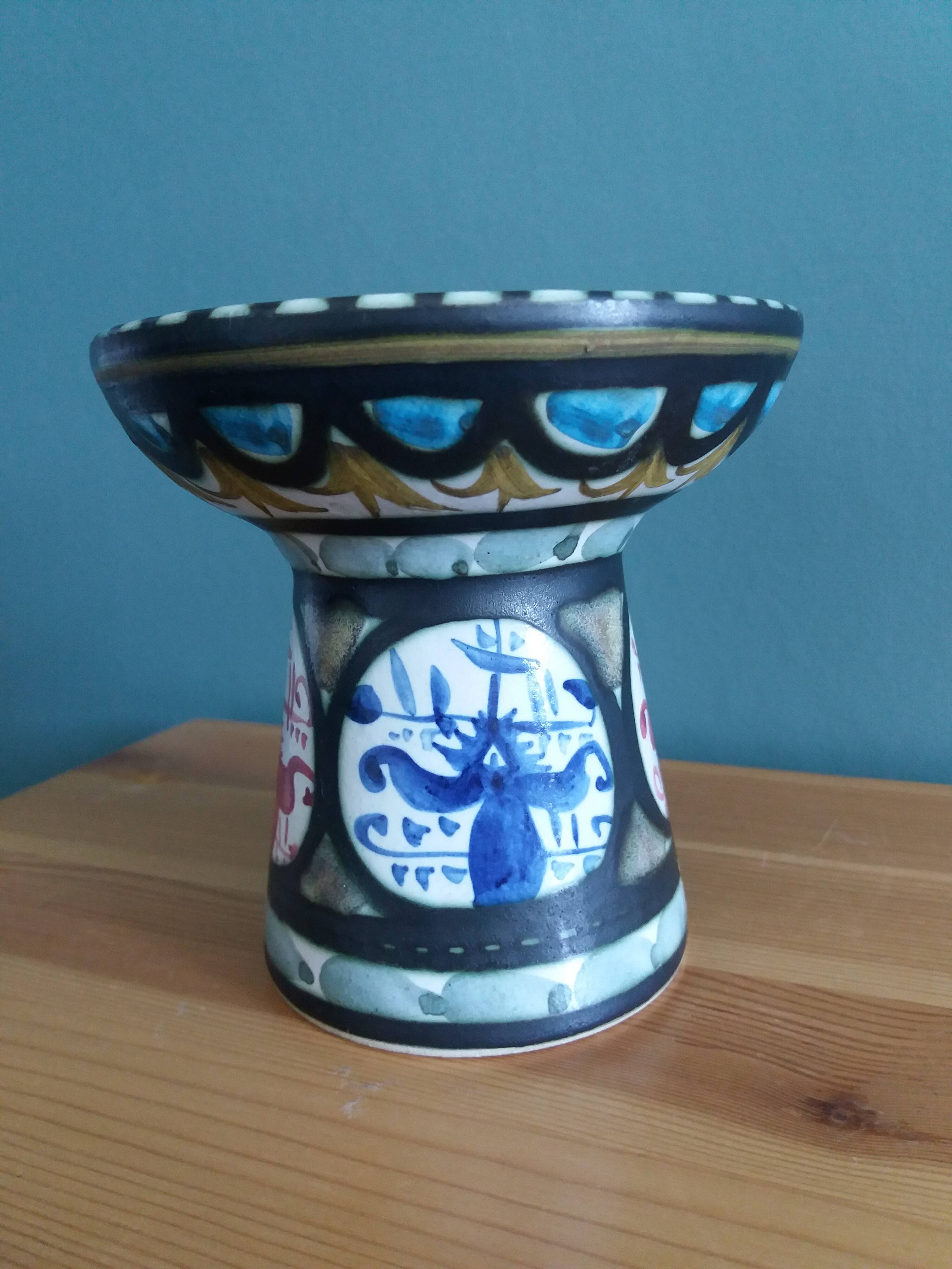 Candlestick holder signed André L'Helguen Keraluc Quimper