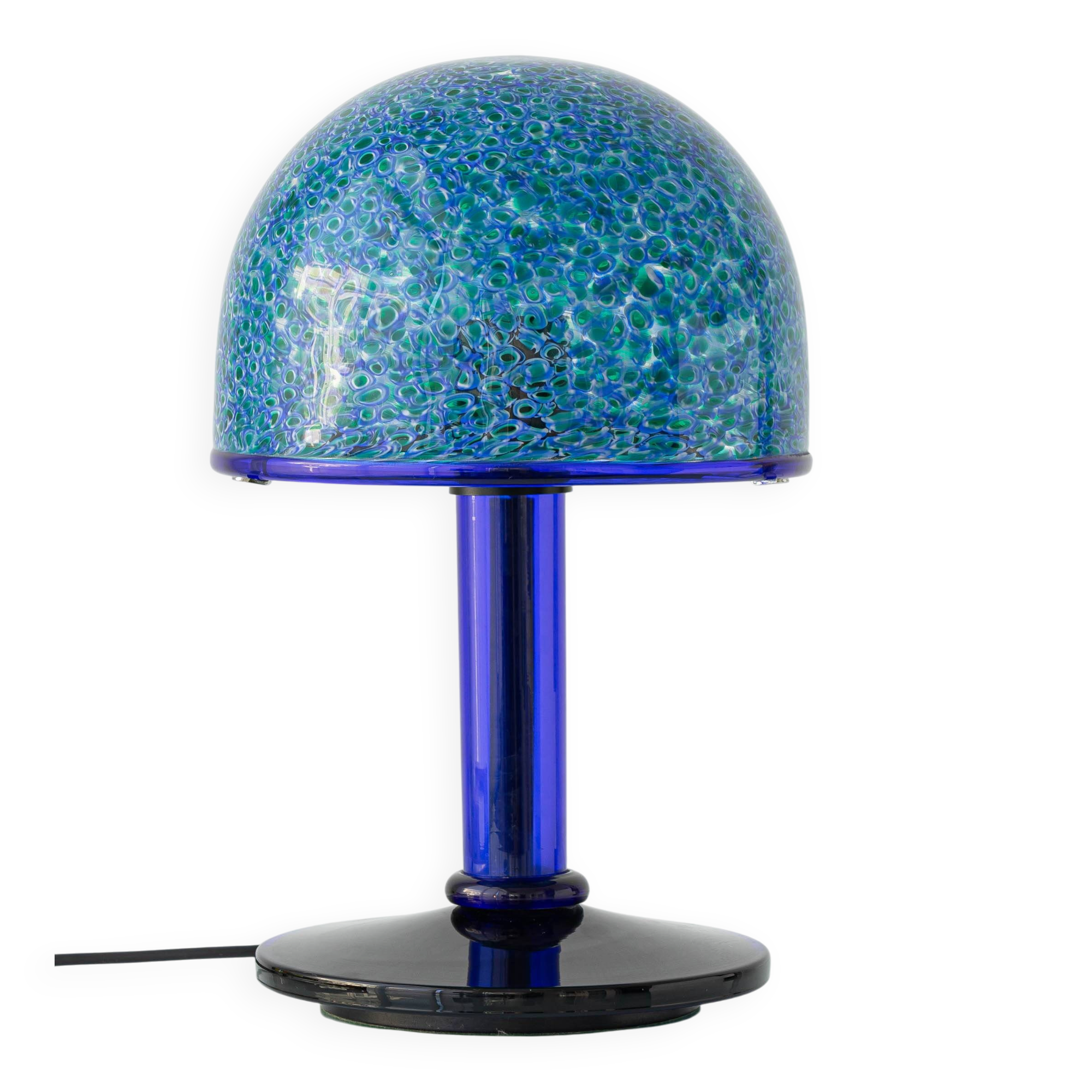 Gae Aulenti pour la lampe de table en verre de Murano Vistosi, 'Neverrino' Murrine bleu-vert