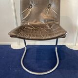 Lot de 4 chaises en cuir et chrome