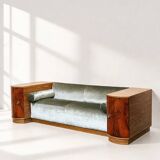 Art Deco sofa in green velvet