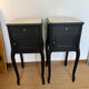 Pair of marble and wood bedside curved feet