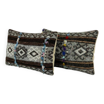 Lot de 2 housses de coussin kilim vintage 41x61 cm