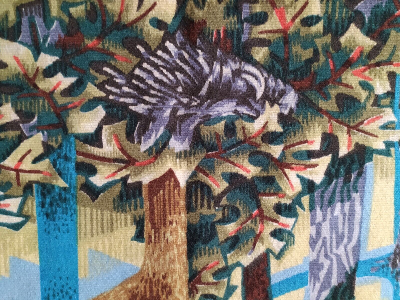 Silkscreened tapestry "The Forest" by Robert Debiève