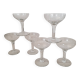 Champagne glasses in blown glass and chiseled decoration
