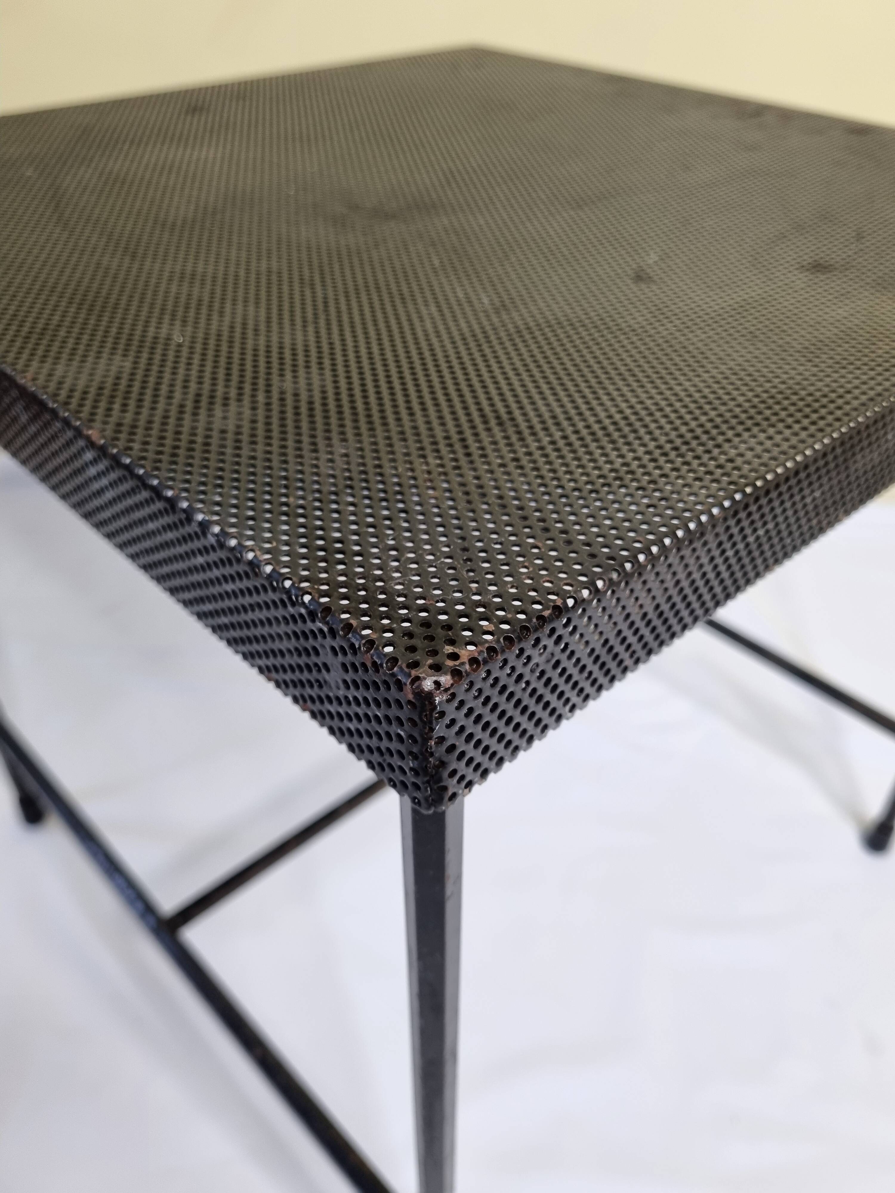 Vintage perforated metal side table, 42 cm