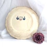 Decorative earthenware plate from Salins France decor Quevilly 25.5 cm