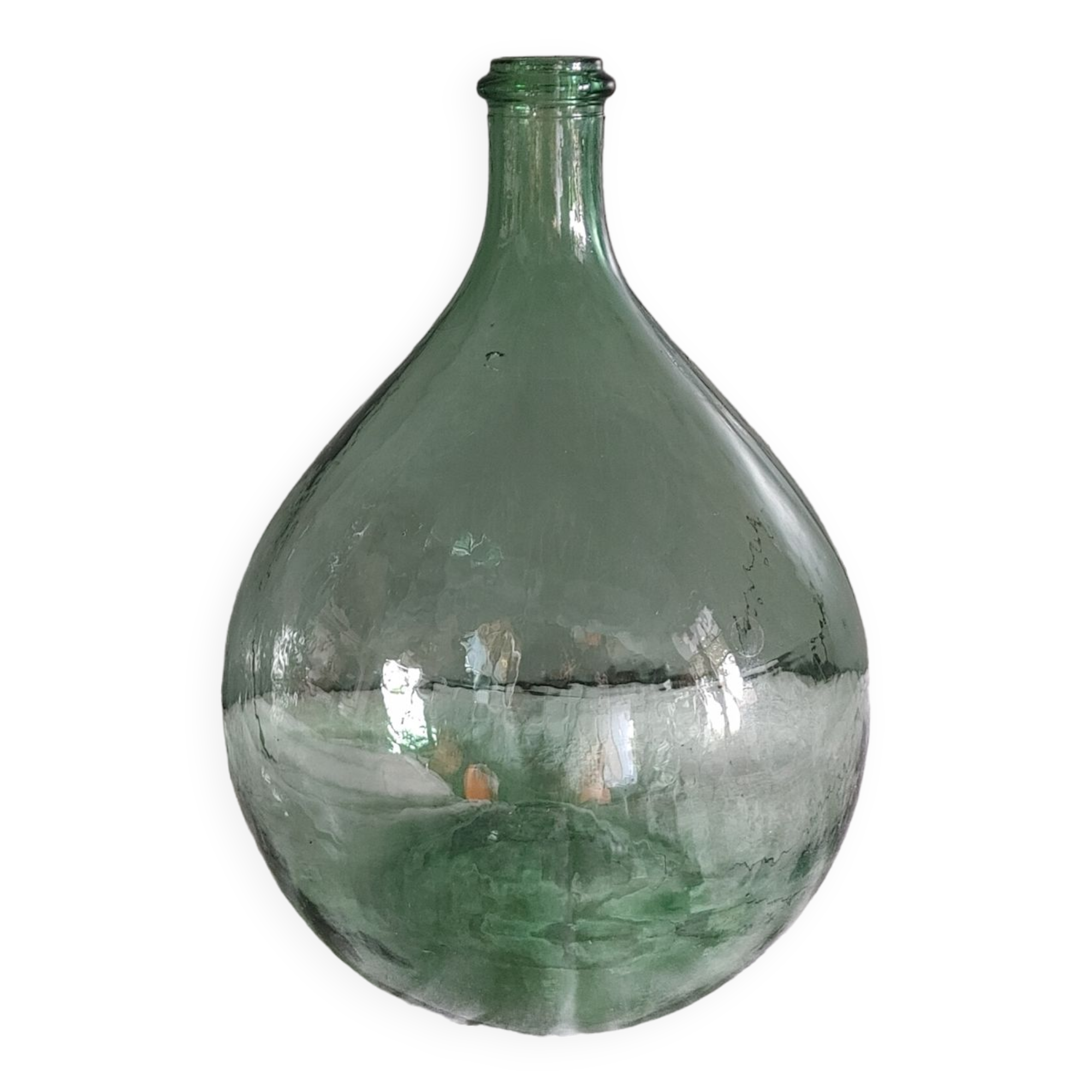 Dame jeanne old bubbled glass - 10 liters - height 36.5 cm