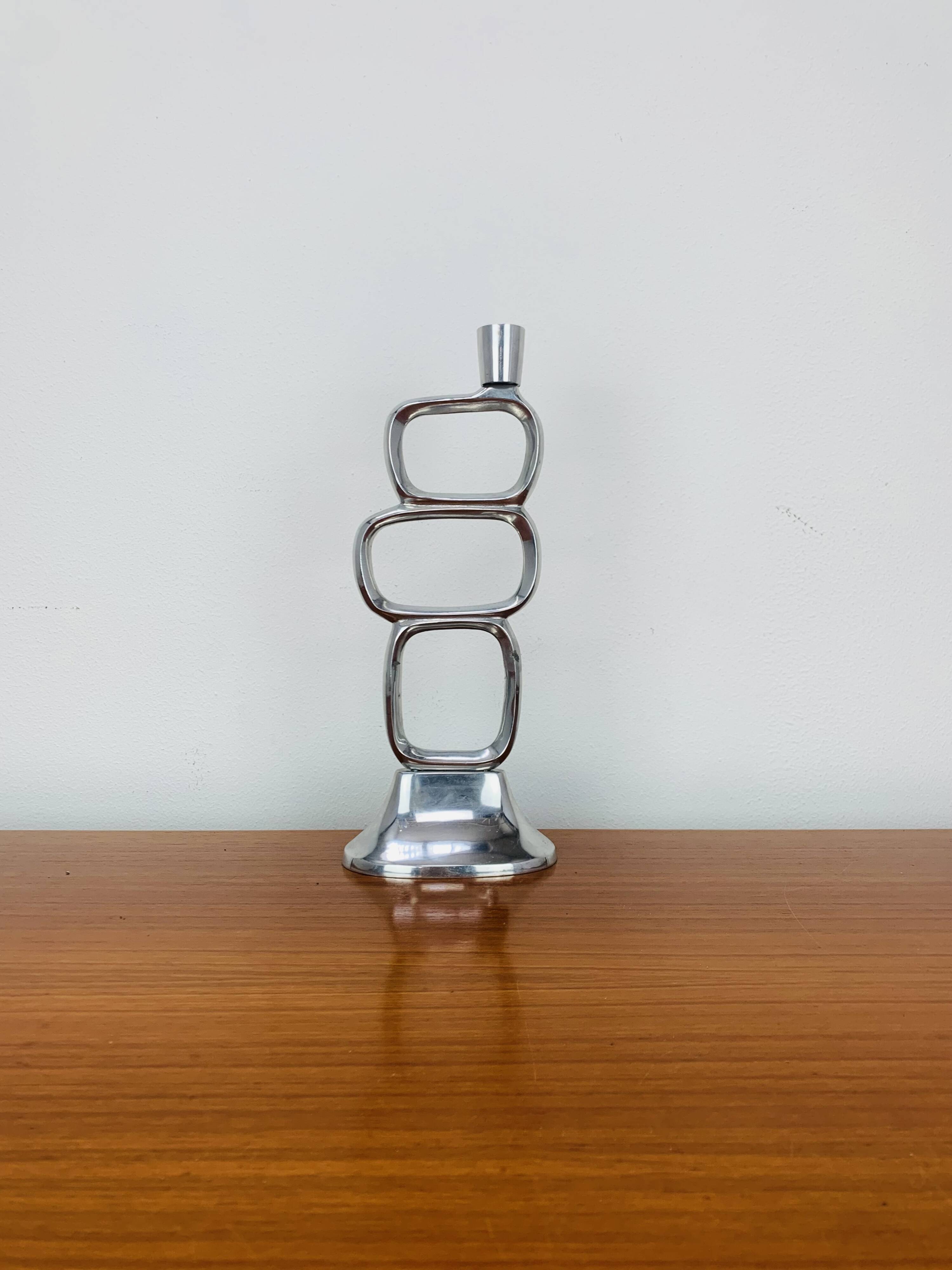 Matthew Hilton style aluminum circle candle holder, vintage design
