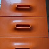 Meuble chiffonnier 4 tiroirs Flair  orange Français 1970 Vintage